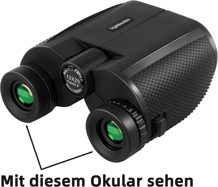 12x25 Fernglas für Erwachsene und Kinder – Kompakt & Leicht, Faltbares Mini-Fernglas mit BAK4 Prisma