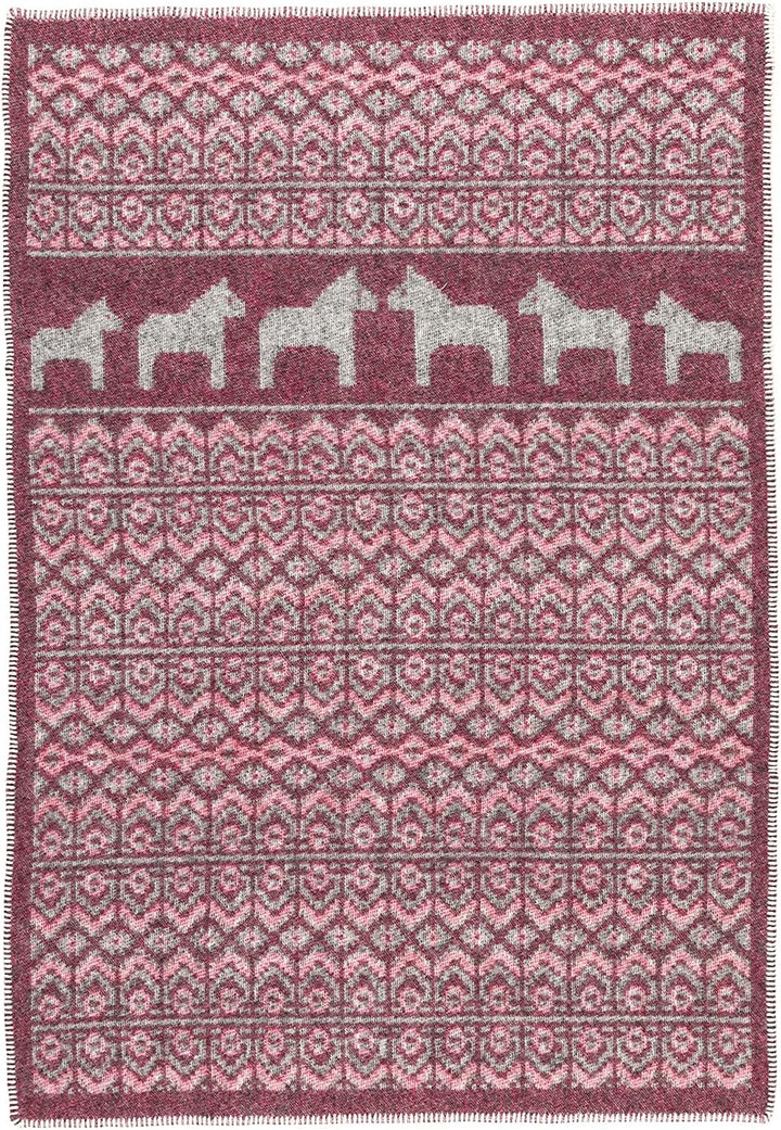 ÖJBRO VANTFABRIK "Dalarna gewebte Wolldecke 90x130 cm rot/beige/schwarz 100% Schafwolle Strick-Plaid