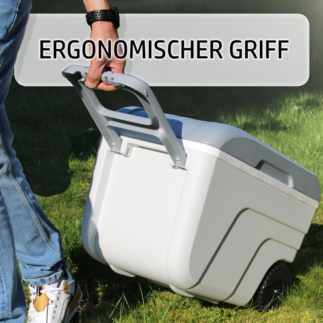 Kühlbox mit Rollen 52L Isolierbox Kühltasche 24 Stunden Camping Thermobox Isoliertasche Grau