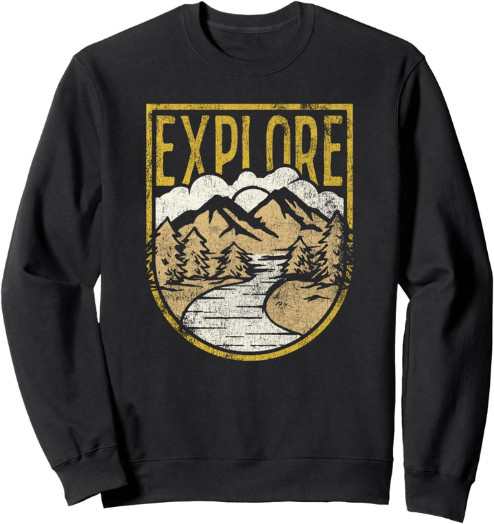Trendy Explore Mountain River Scene Sweatshirt