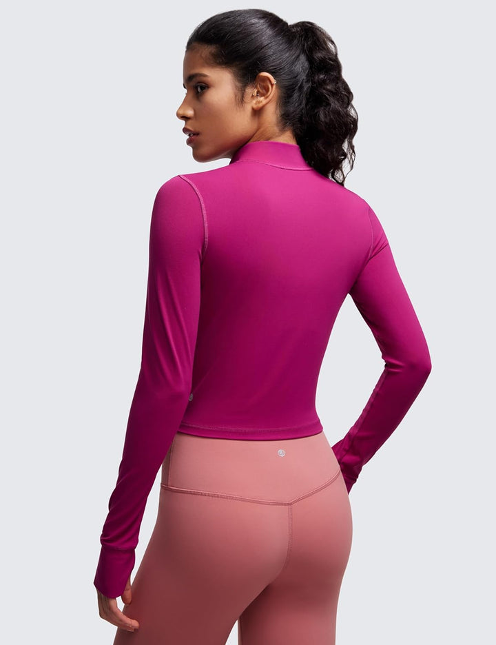 CRZ YOGA Damen Butterluxe Voller Reissverschluss Cropped Jacke Sport Pullover Slim Fit Gym Running J