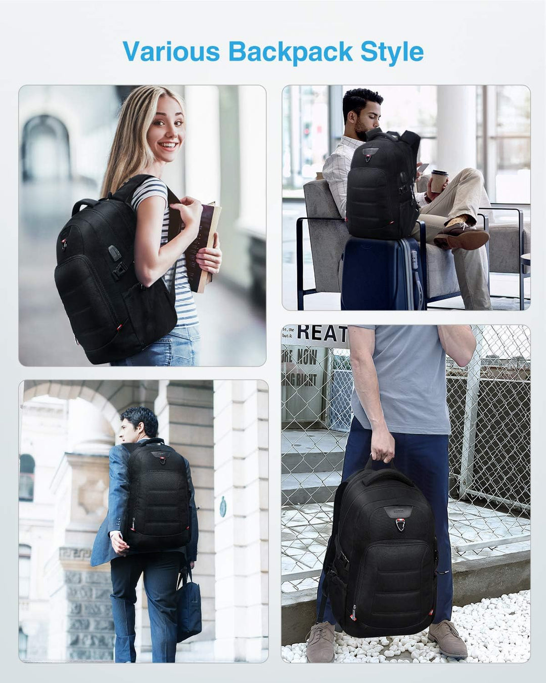 HOMIEE Laptop Rucksack Herren 17 Zoll, Laptoprucksack Laptop Backpack Men Business Gross Rucksack Ar
