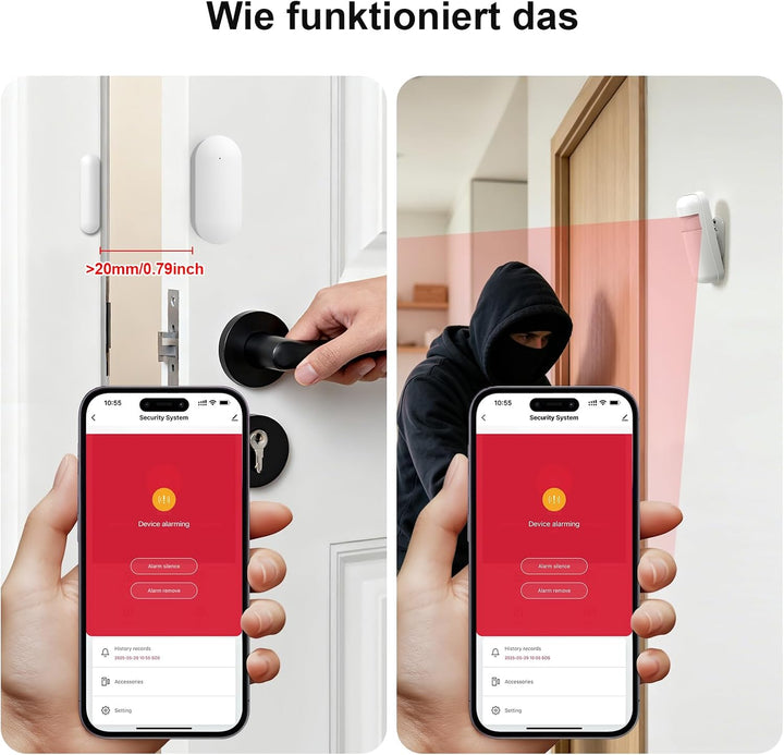 GSM Smart-Home-Sicherheitsalarm-Kit, drahtloses WiFi-Heimalarmsystem mit Sirene, PIR-Bewegungssensor