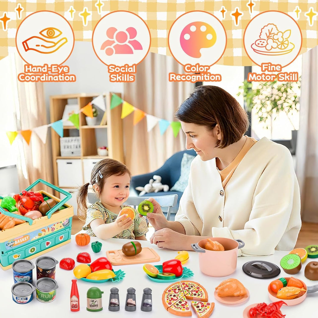 Küchenzubehör für Kinder, 72-teilig, Küchenutensilien, Küchenutensilien, Kinderküchen, Kochset, Küch