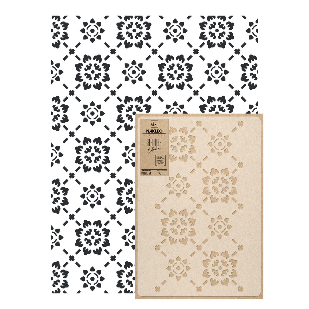 NAKLEO Wiederverwendbare Kunststoff-Schablonen - 59x95cm - Ornament Elegant Fliese - Grosse Wiederho