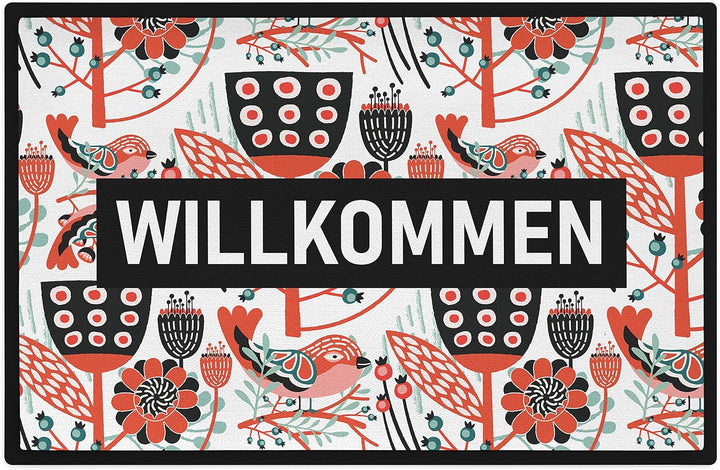 Trendation - Willkommen Fussmatte Grafik Schmutzfangmatte Geschenk Aussen Innenbereich 60x40 cm Wasc