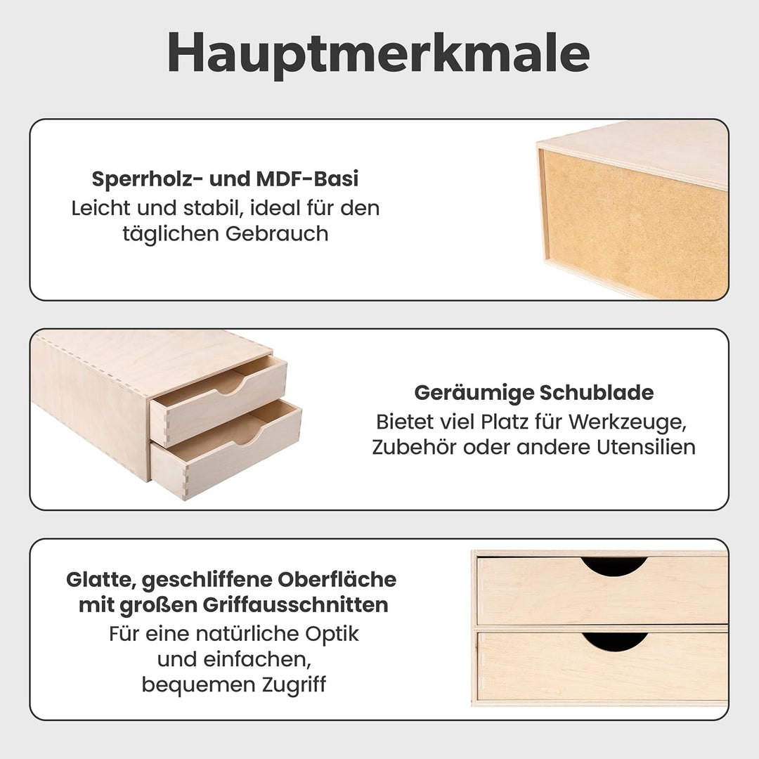 Creative Deco Schubladenbox Schubladenelement | 2 Schubladen | 33 x 25 x 13,5 cm (+/- 1 cm) | Mini-K