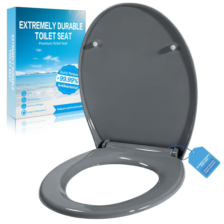 WC Sitz Mit Absenkautomatik,Toilettendeckel Ovale-Form Hochwertige Und Stabile Antibakterieller Toil