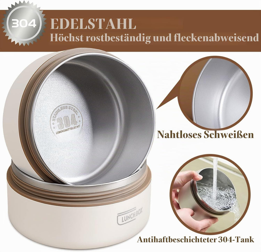 4 Stück Thermo Lunchbox Edelstahl Mit Tasche,Thermobehälter Für Essen,Auslaufsicher Essen Warmhalten