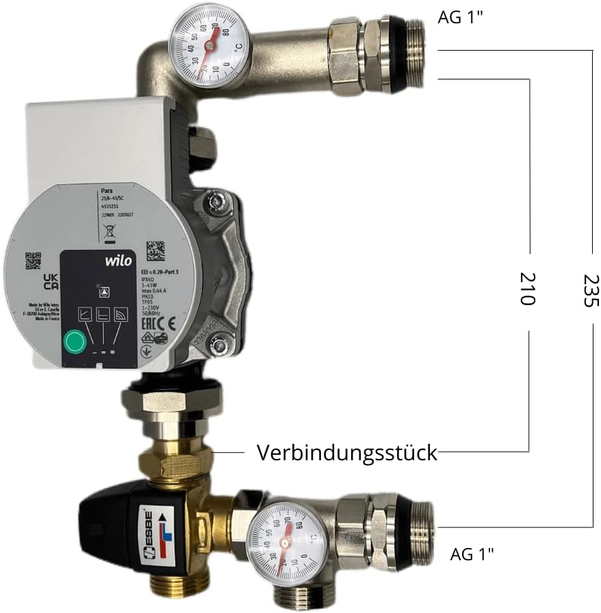 MD technic Pumpengruppe für Fussbodenheizung - mit drei wege Mischer 1" ESBE VTA322 Kvs 3,4 - Wilo Y