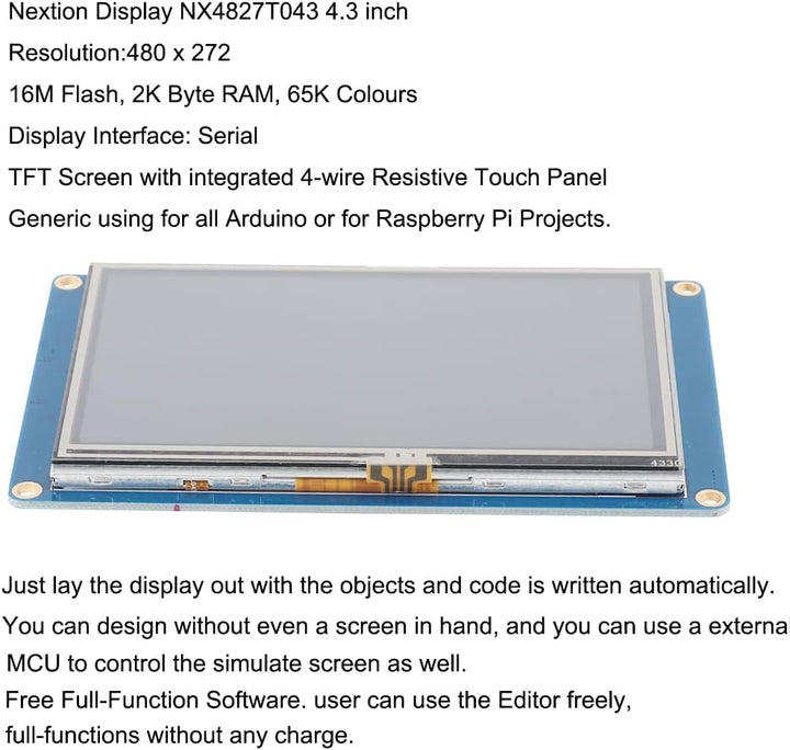 Aihasd English Nextion 4.3'' HMI TFT Touch Panel LCD Display Module Resistive Touch Screen Panel for