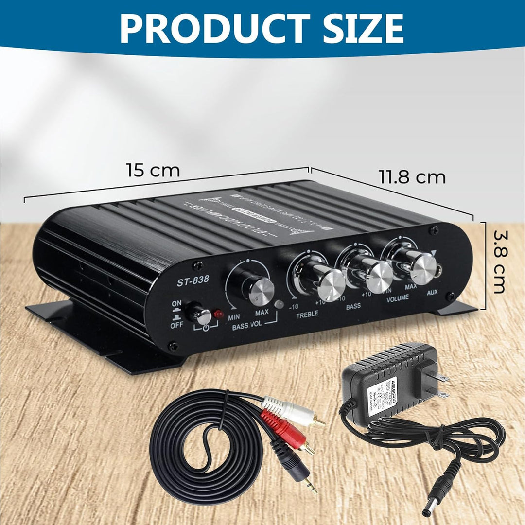 Bluetooth HiFi Audio Verstärker, RMS 80Wx2+80W ST-838 Mini Hifi Verstärker mit Bluetooth Subwoofer A