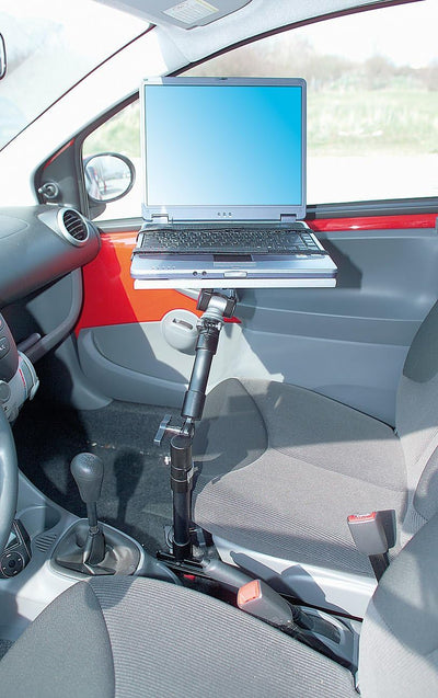 Lescars Laptophalter: Universal-Notebook-Kfz-Halterung mit Kamerastativ (Laptop Schwenkarm, Laptop H
