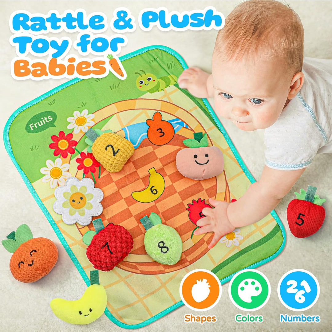 Mini Tudou Baby Spielzeug ab 6 Monate,15 Stück Sensorische Knister Früchte Gemüse Bauernhof Plüschti