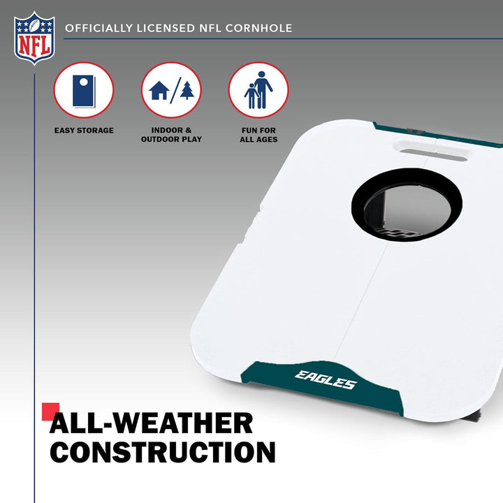 Wild Sports NFL Pro Football Allwetter Cornhole Set - Travel Bean Bag Toss Set Includes 8 Bean Bags
