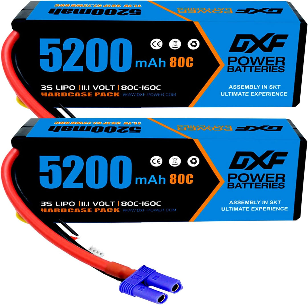 DXF 3S LiPo Akku 11.1V 80C 5200mAh Hardcase Batterie mit EC5 Steck für RC Auto, RC Flugzeug, RC Hubs