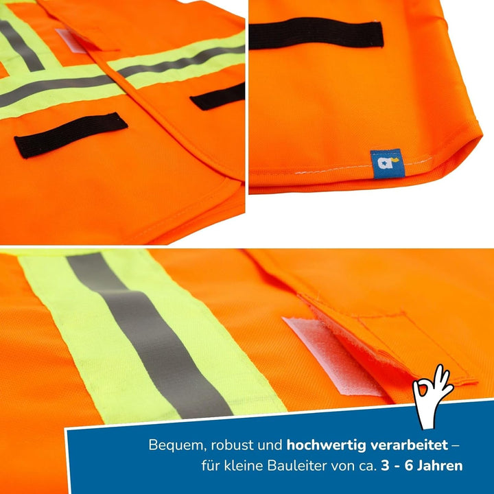 alldoro Rollenspielsets Feuerwehr/Polizei/Bauleiter, Kostüm mit Weste, Kopfbedeckung & Zubehör, inkl
