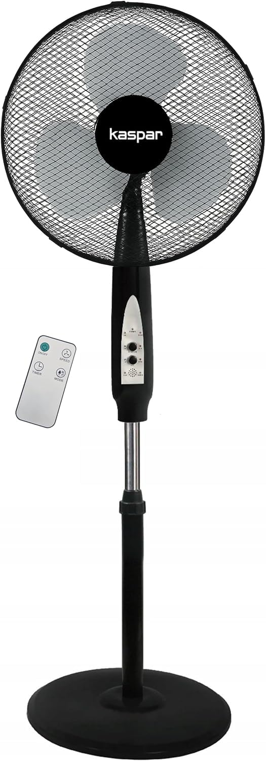 Kaspar Ventilator Standventilator mit Fernbedienung mit 3 Windgeschwindigkeiten Oszillationsfunktion