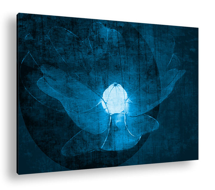 deyoli Künstlerische Zeichnung einer Blume Format 80x60 Effekt: Monocrome Blau als Leinwandbild, Mot
