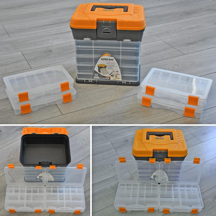 Werkzeug Organizer Koffer mit 4 Sortimentskasten Sortierbox Kleinteilkoffer SET Werkzeugkoffer Sorti