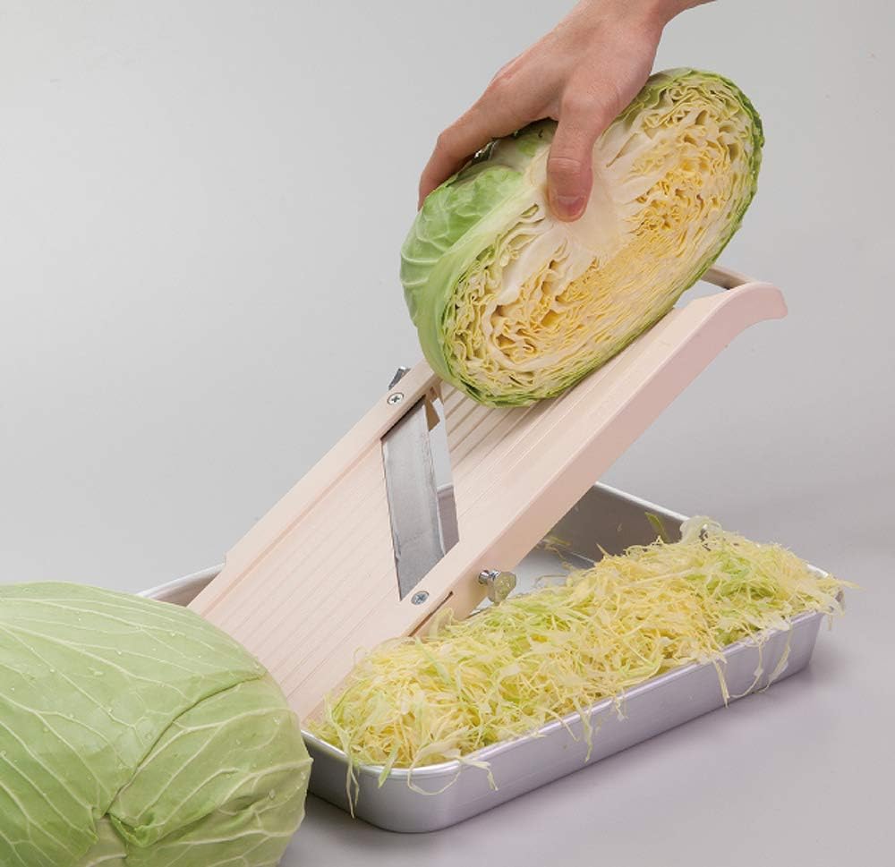 Benriner 64W Gemüsehobel Mandoline, 18/10 Edelstahl, Elfenbein Classic Slicer,