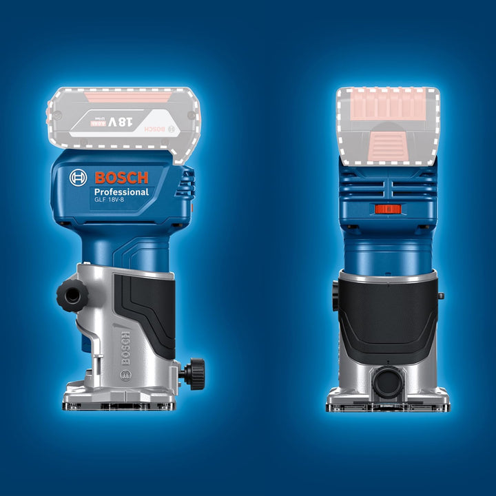Bosch Professional 18V System Akku-Kantenfräse GLF 18V-8 (inkl. Parallelanschl., Saugadapter Oberflä