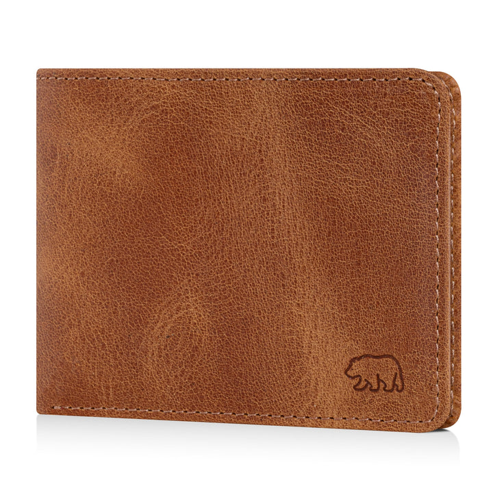BROWN BEAR Geldbörse Herren Leder mit Münzfach gross | Vintage Braun | RFID-Schutz | Echtleder Porte