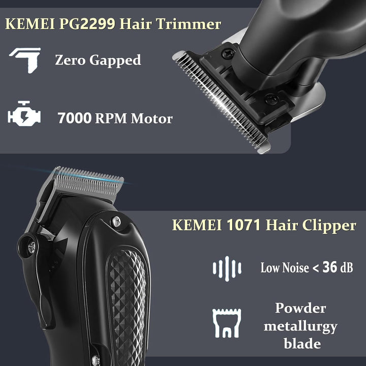 KEMEI Professionelle Haarschneider, Trimmer und Folienrasierer Set für Herren, Kabelloses Haarschnei