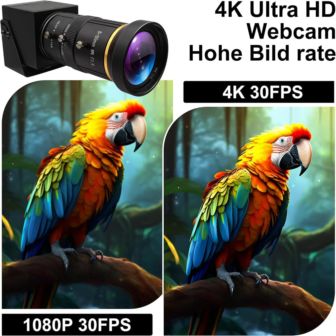 4K Ultra HD HDMI USB Kamera mit 5–50 mm 10-fachem optischem Zoom, Varifokal Objektiv 2160P H.264 H.2