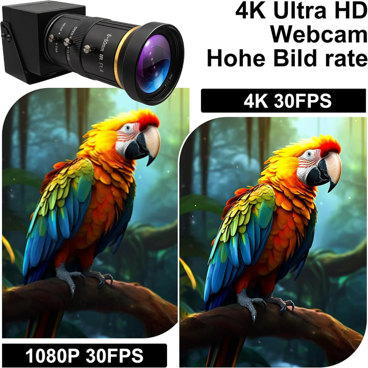 4K Ultra HD HDMI USB Kamera mit 5–50 mm 10-fachem optischem Zoom, Varifokal Objektiv 2160P H.264 H.2