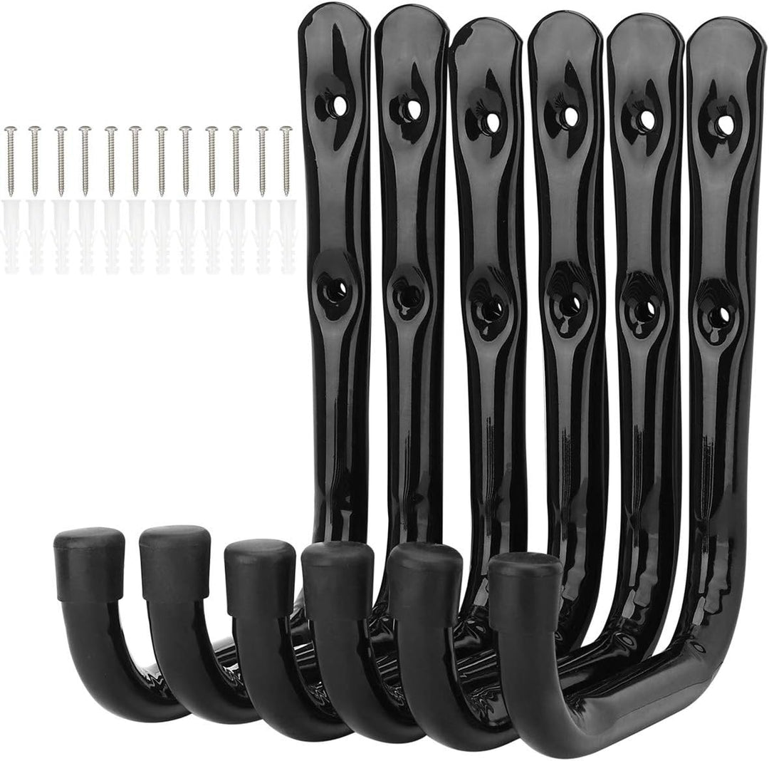 pipabiba 17 cm Garagen-Leiterhaken, 6 Stück, robuste Wandhalterung, Organizer für Klappstühle, Fahrr