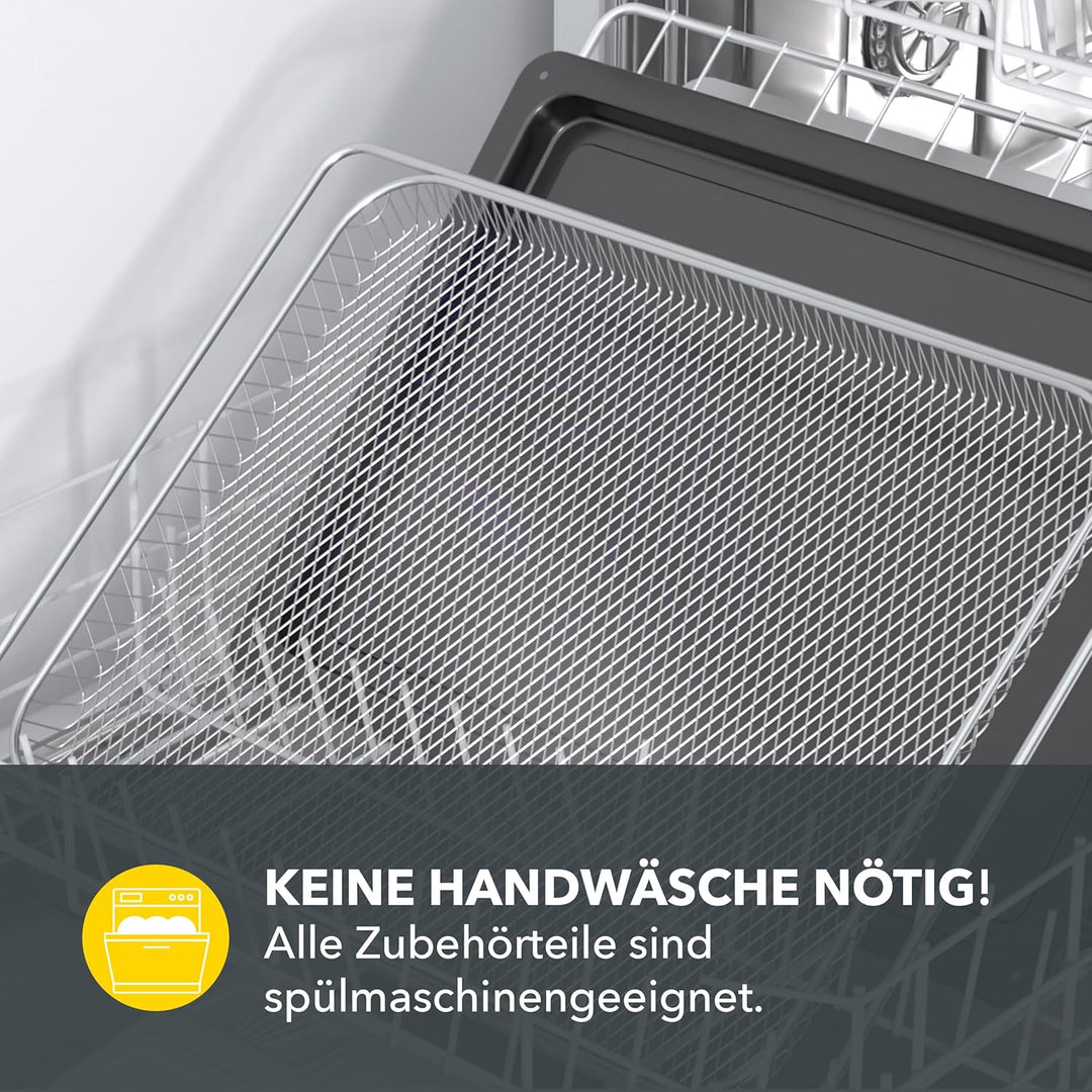 Heinrich´s Minibackofen mit Umluft 30L - Backofen klein mit Drehspiess, Airfryer-Einsatz inkl. Timer