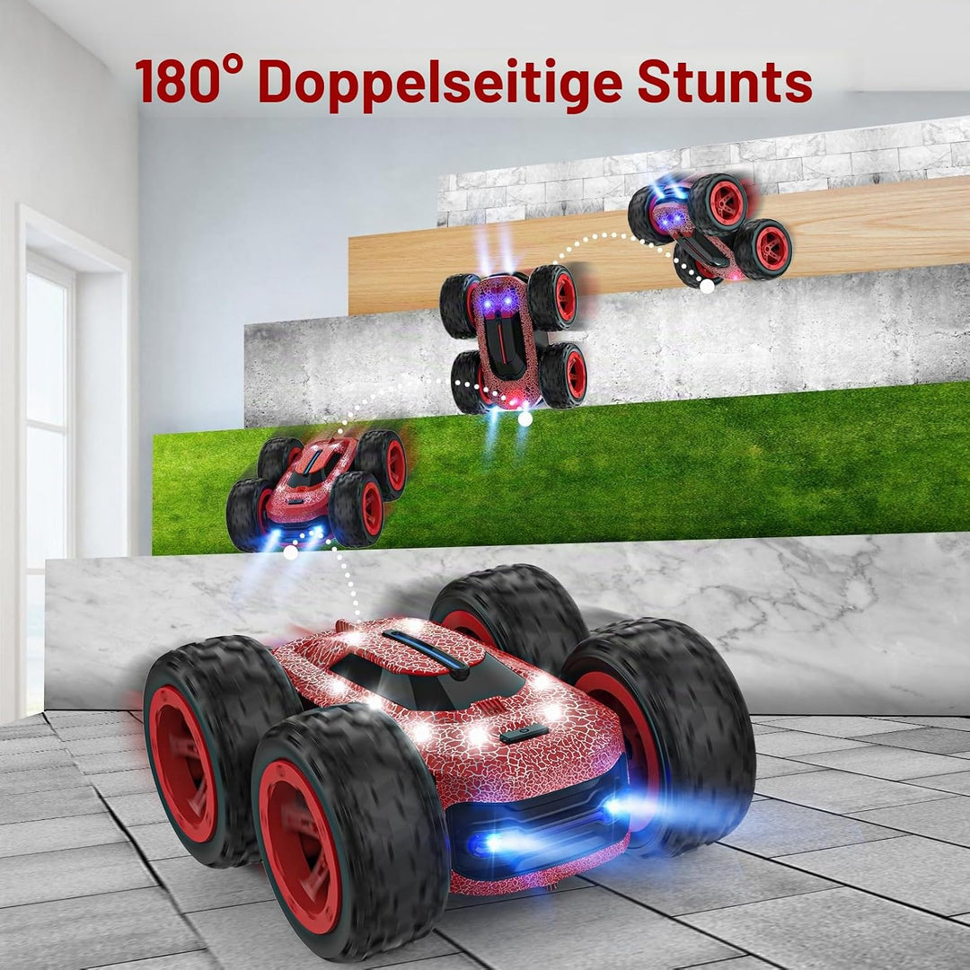 Ferngesteuertes Auto ab 3 4 5 6 7 8 9 Jahre, 4WD RC Auto Kinder 2.4Ghz 360°LED Blinken Stunt Drift C