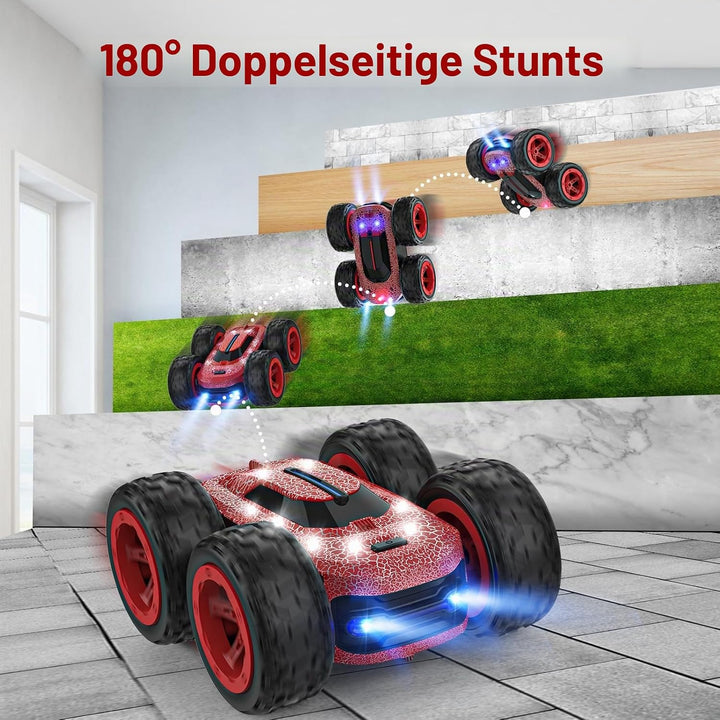 Ferngesteuertes Auto ab 3 4 5 6 7 8 9 Jahre, 4WD RC Auto Kinder 2.4Ghz 360°LED Blinken Stunt Drift C