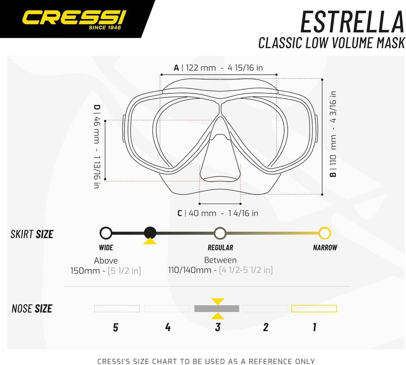 Cressi Estrella - Schnorchelmaske Estrella oder Schnorchelset Maske Estrella + Schnorchel Gamma, Ein