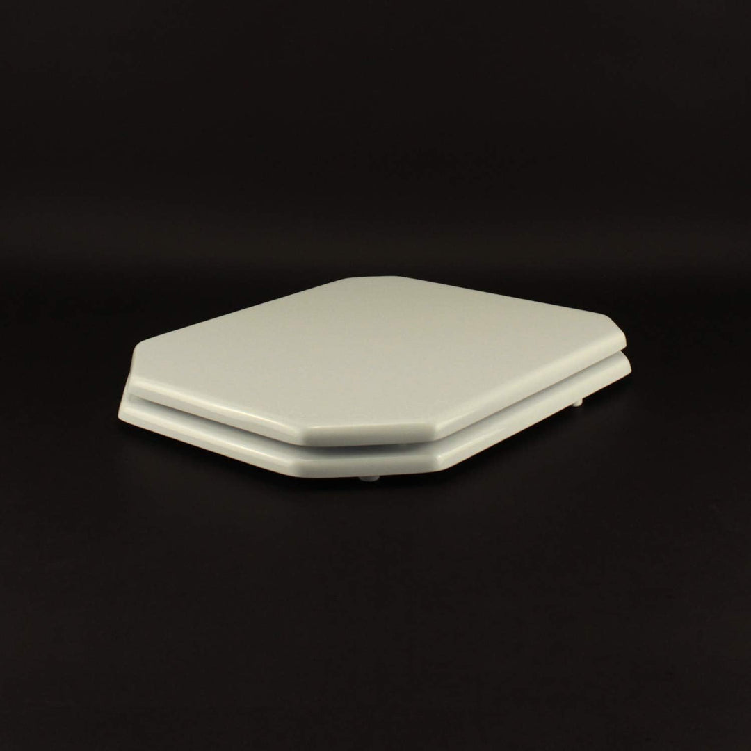 ACB/COLBAM Holz-Toilettendeckel mit Polyesterbezug,1930 achteckig, weisse, Cromo - Duravit Scharnier