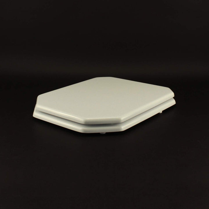 ACB/COLBAM Holz-Toilettendeckel mit Polyesterbezug,1930 achteckig, weisse, Cromo - Duravit Scharnier