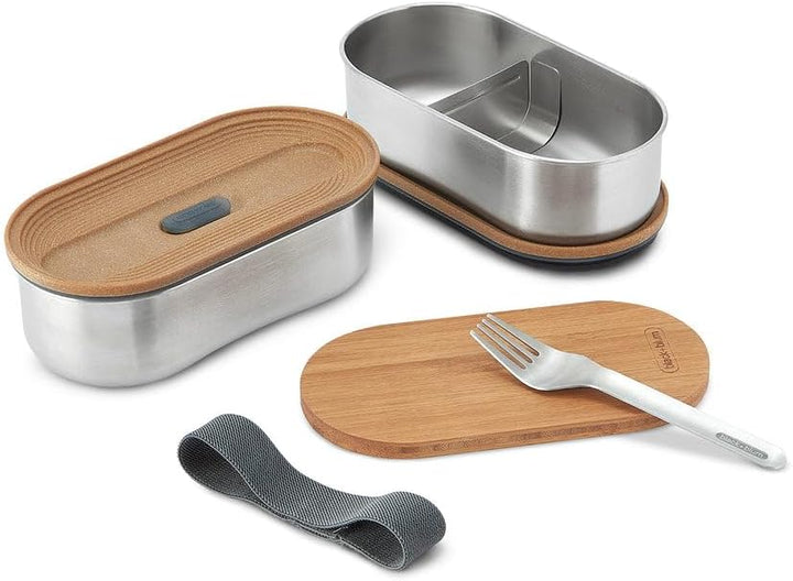 BLACK + BLUM Bento Box Edelstahl mit Bambusholzdeckel, 2 x 500 ML | Sara Kiyo Popowa Edition | 2x au