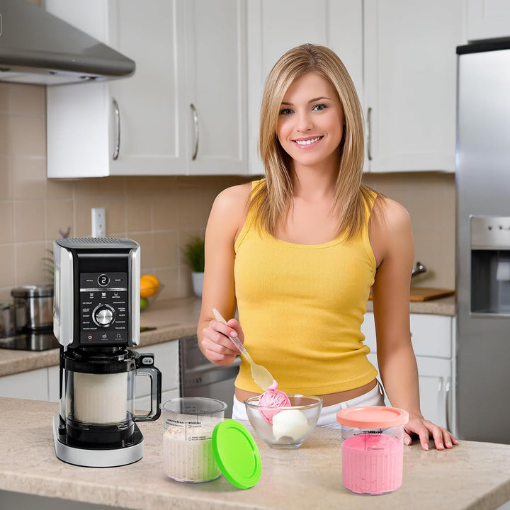 4 Stück Behälter für Ninja Creami Deluxe 680ML Ersatz Pints und Deckel für Ninja Creami NC500EU NC50