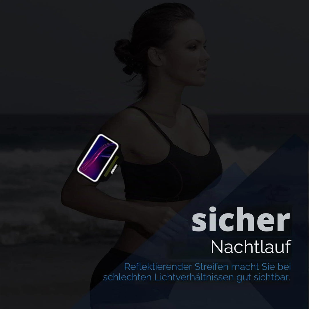 HAISSKY Sportarmband Mit Kopfhörer Tasche Sportarmband Handytasche Sport für iPhone 15 Pro Max/14 Pr