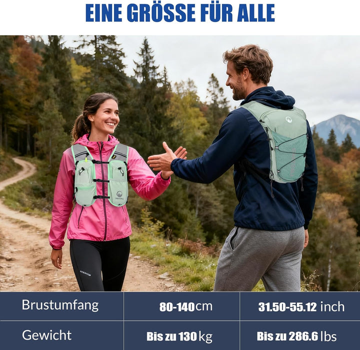 Laufweste Damen mit 2L TPU Trinkblase/500ml Trinkflasche, Leichter Trinkrucksack Laufen Herren 6L, R