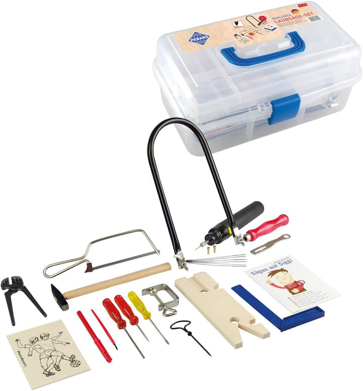 Pebaro 641S Laubsäge in Kunststoffbox, 27 Teile, praktischer Koffer, ausklappbare Fächer, komplettes