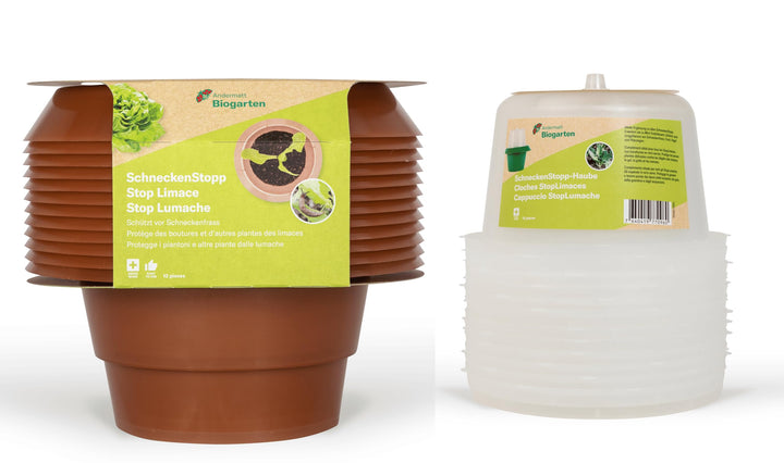 Andermatt Biogarten SchneckenStopp PP 12er Pack + 12 Hauben, natürlicher Schneckenschutz, wiederverw