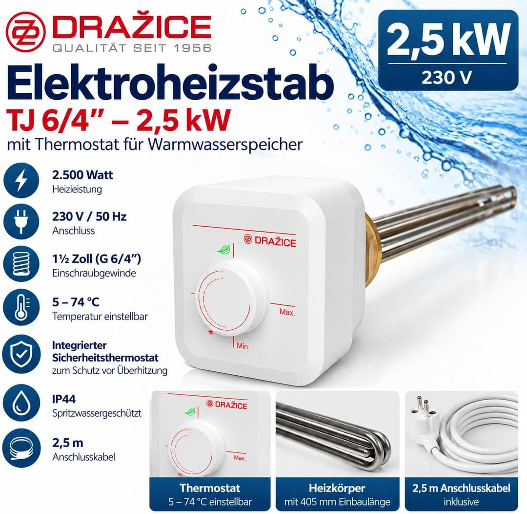 Dražice Elektroheizstab (2,5 kW mit verlängertem Kühlteil), 2110353