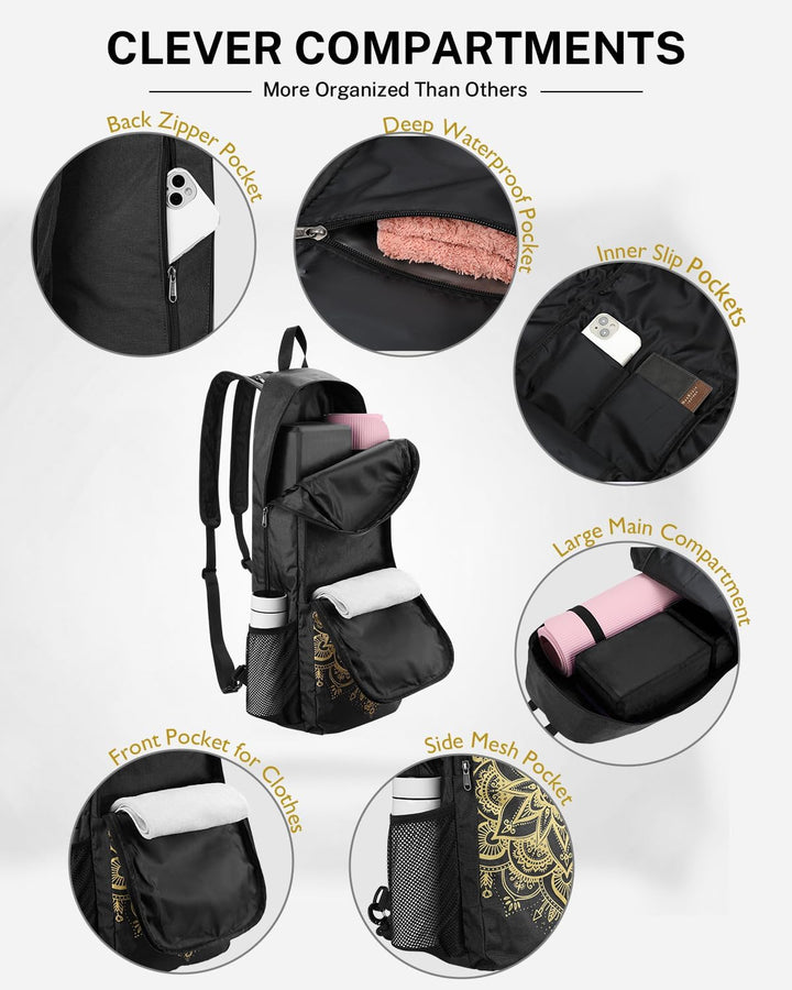 Gonex Yogatasche, Yoga-Rucksack mit Wasserdichter Tasche und Metallreissverschluss, Passend für Matt