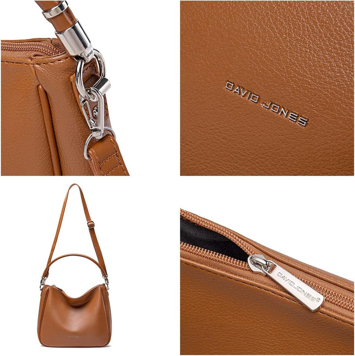 David Jones - Damen Schultertasche Hobo - Mittelgrosse Umhängetasche Weich PU Leder Frau - Shopper H