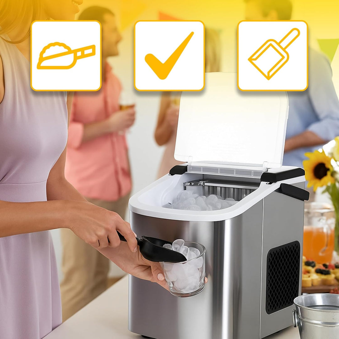 Retoo Eiswürfelmaschine, 12kg/tag Kompakt Ice Maker 9 Eiswürfel/6 Min für Küche Bar Büro – Schneller