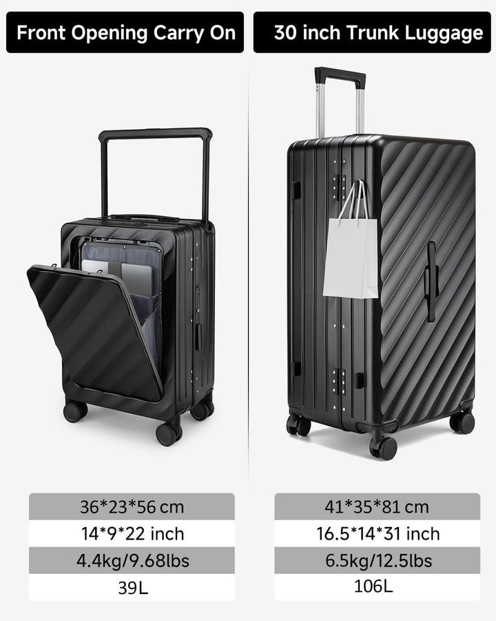 Sea choice Kofferset 2 Teilig Hartschale Trolley Handgepäck mit Laptopfach und Grosse Kapazität 30in