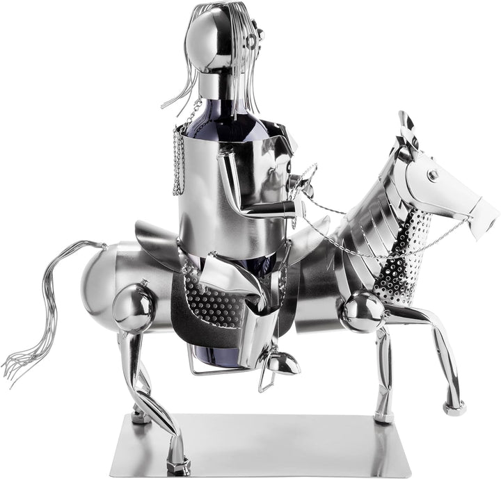 Brubaker Weinflaschenhalter Reiterin - Metall Skulptur Flaschenständer - 43 cm Metallfigur Wein Gesc