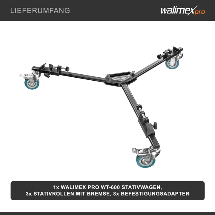 Walimex WT-600 Stativwagen, Schwarz Single, Single